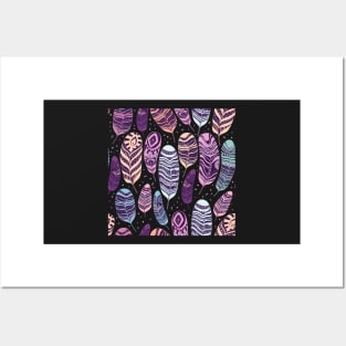 Feathers Colorful Aesthetic Pattern Posters and Art